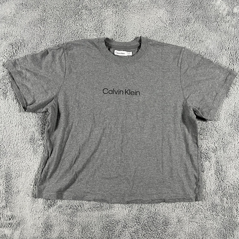 Calvin Klein Cropped T-Shirt Womens XL Gray Heather Short Sleeve Boxy Fit Tee
